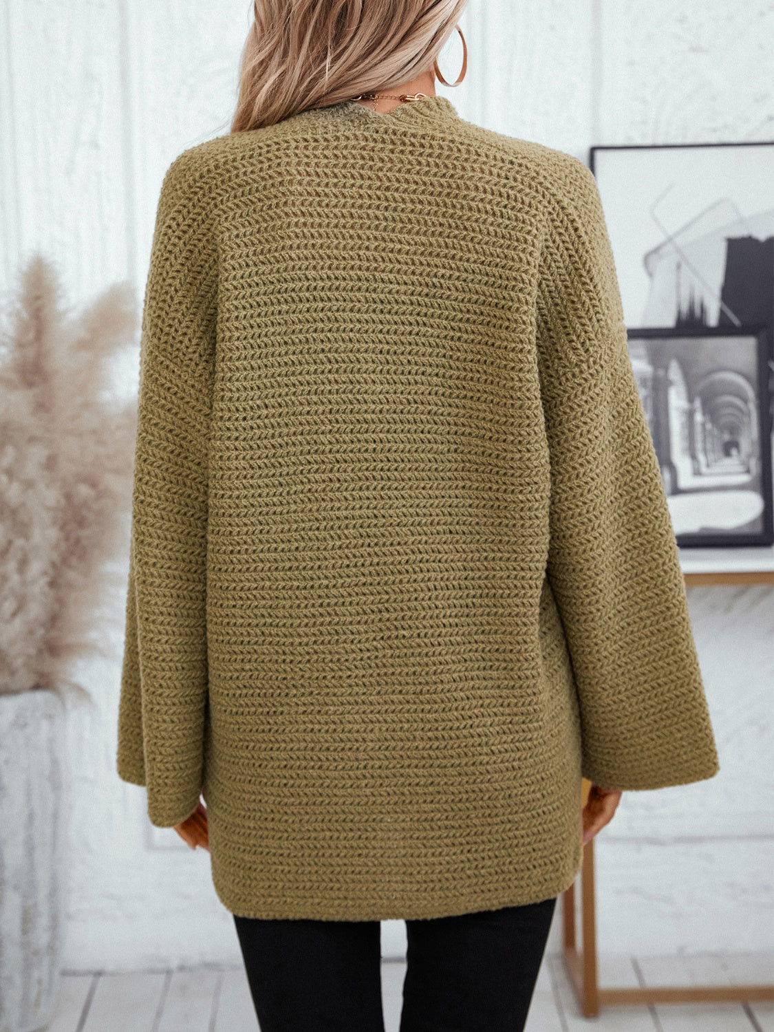 Open Front Long Sleeve Cardigan-Angel Casuals