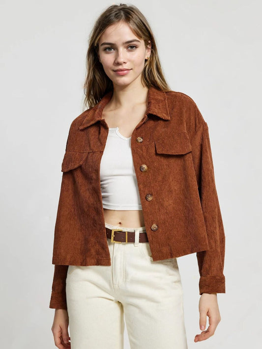 Button Up Long Sleeve Jacket-Angel Casuals