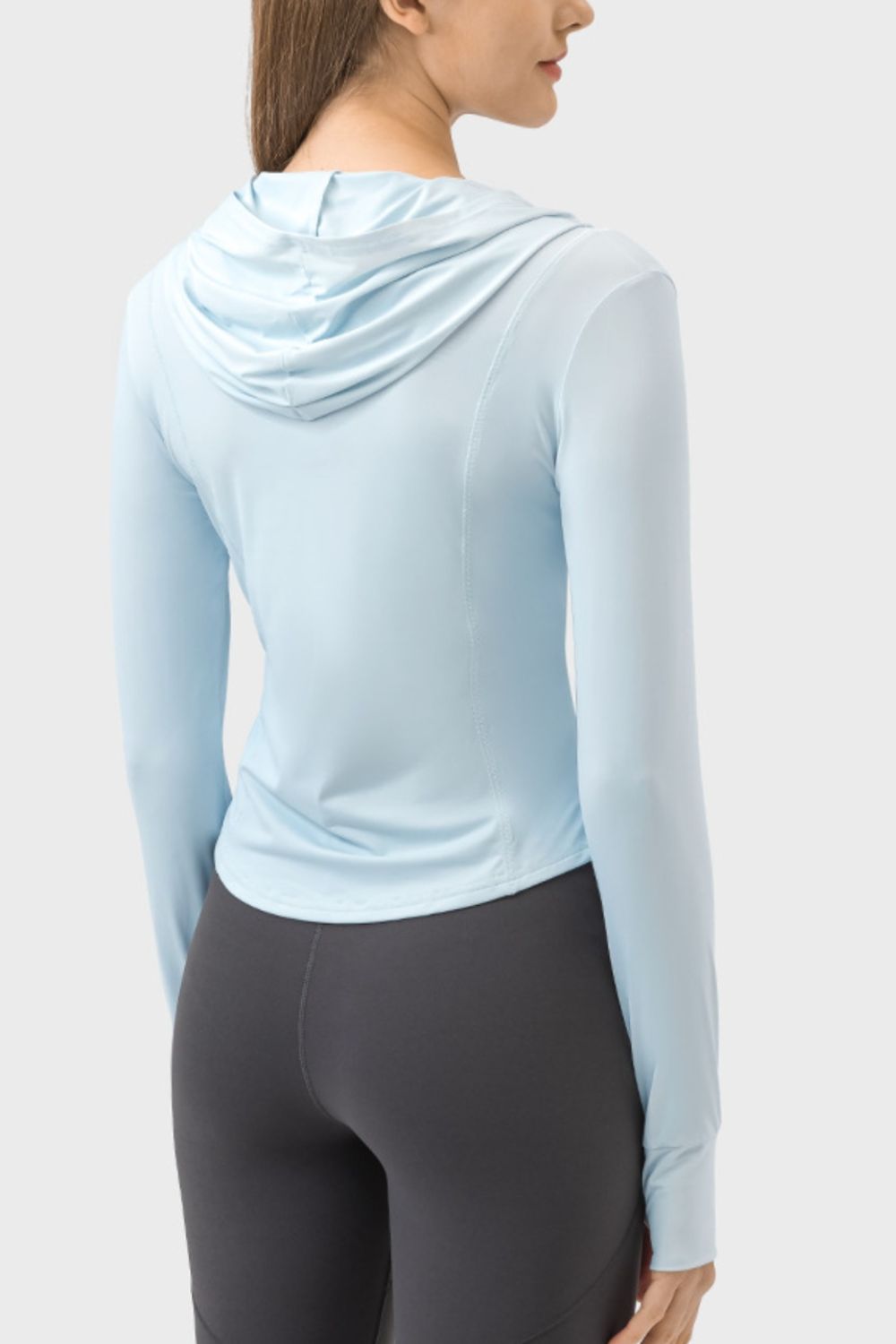 Millennia Pocketed Zip Up Hooded Long Sleeve Active Outerwear-Angel Casuals