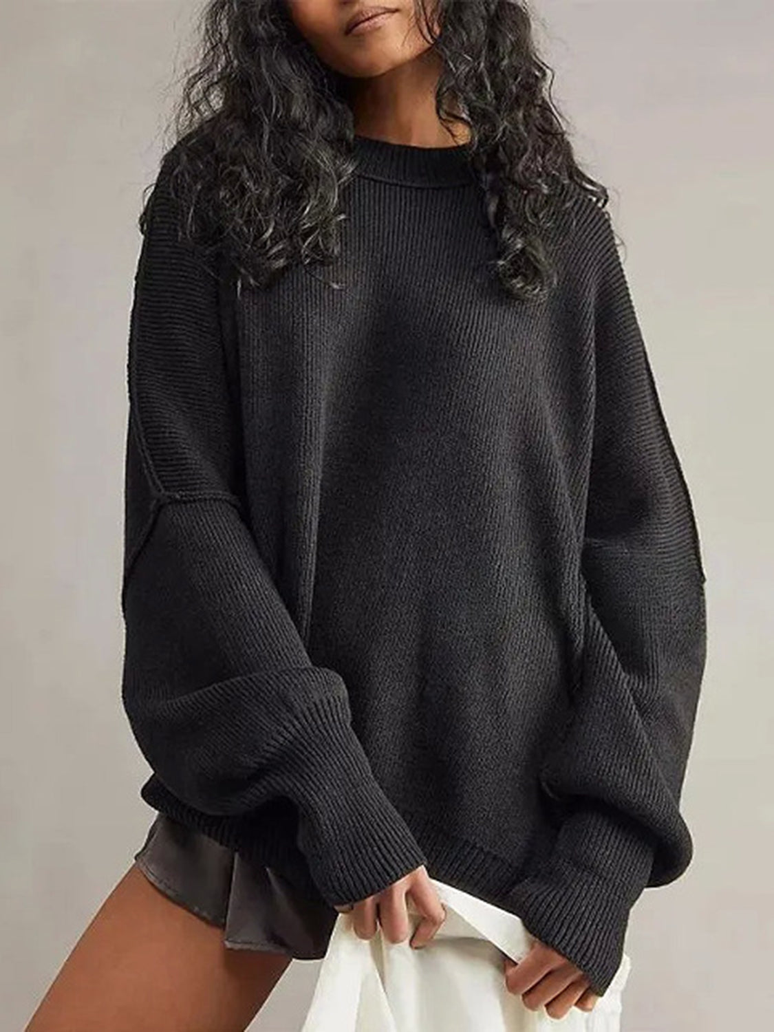 Round Neck Long Sleeve Sweater-Angel Casuals