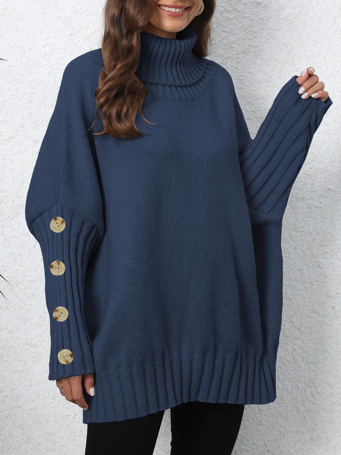 Turtleneck Long Sleeve Sweater-Angel Casuals