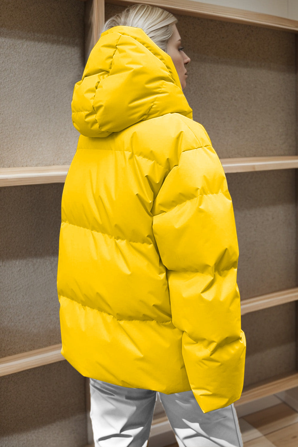 Pocketed Zip Up Hooded Puffer Jacket-Angel Casuals