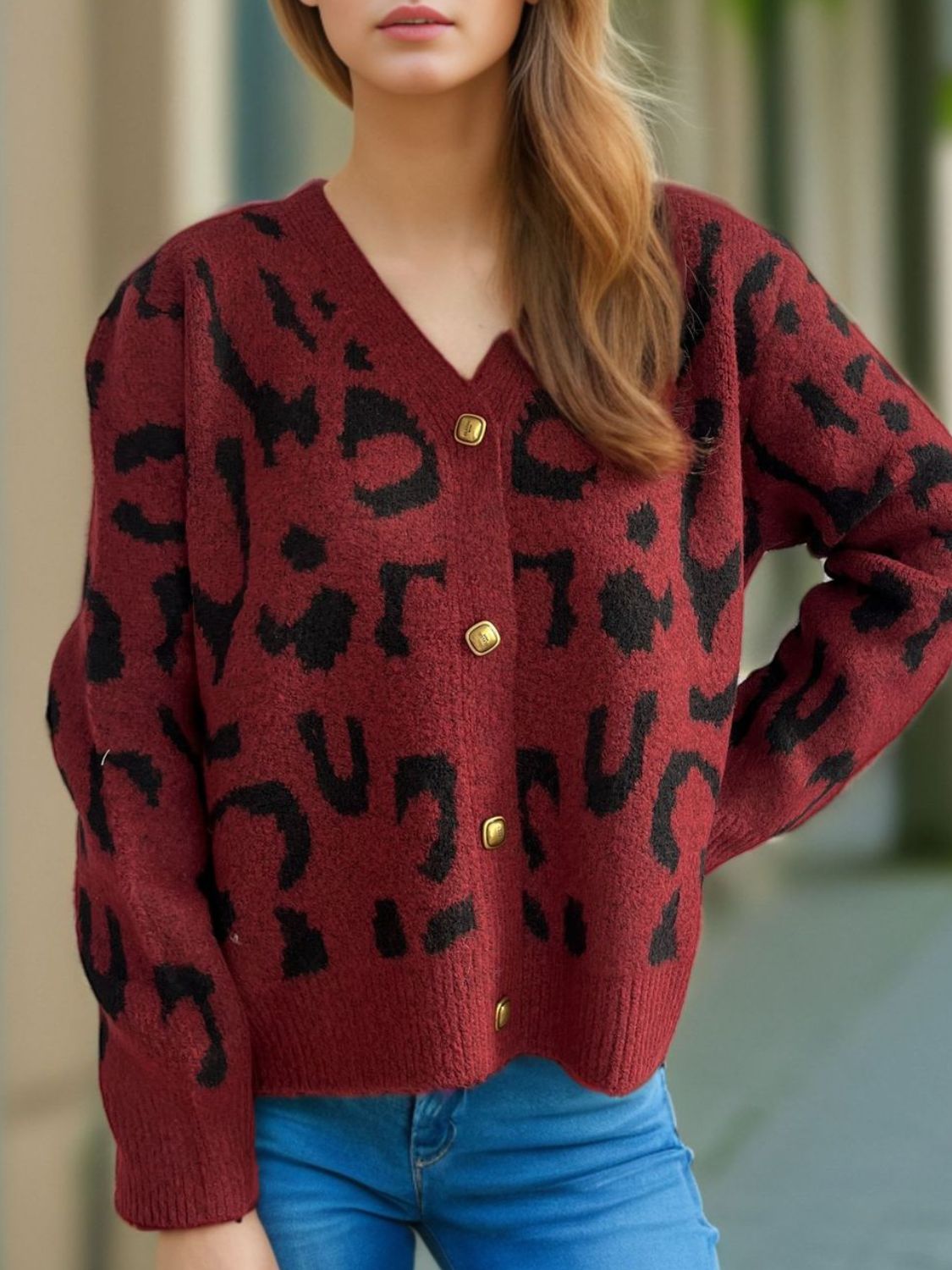 Leopard V-Neck Button Up Cardigan-Angel Casuals
