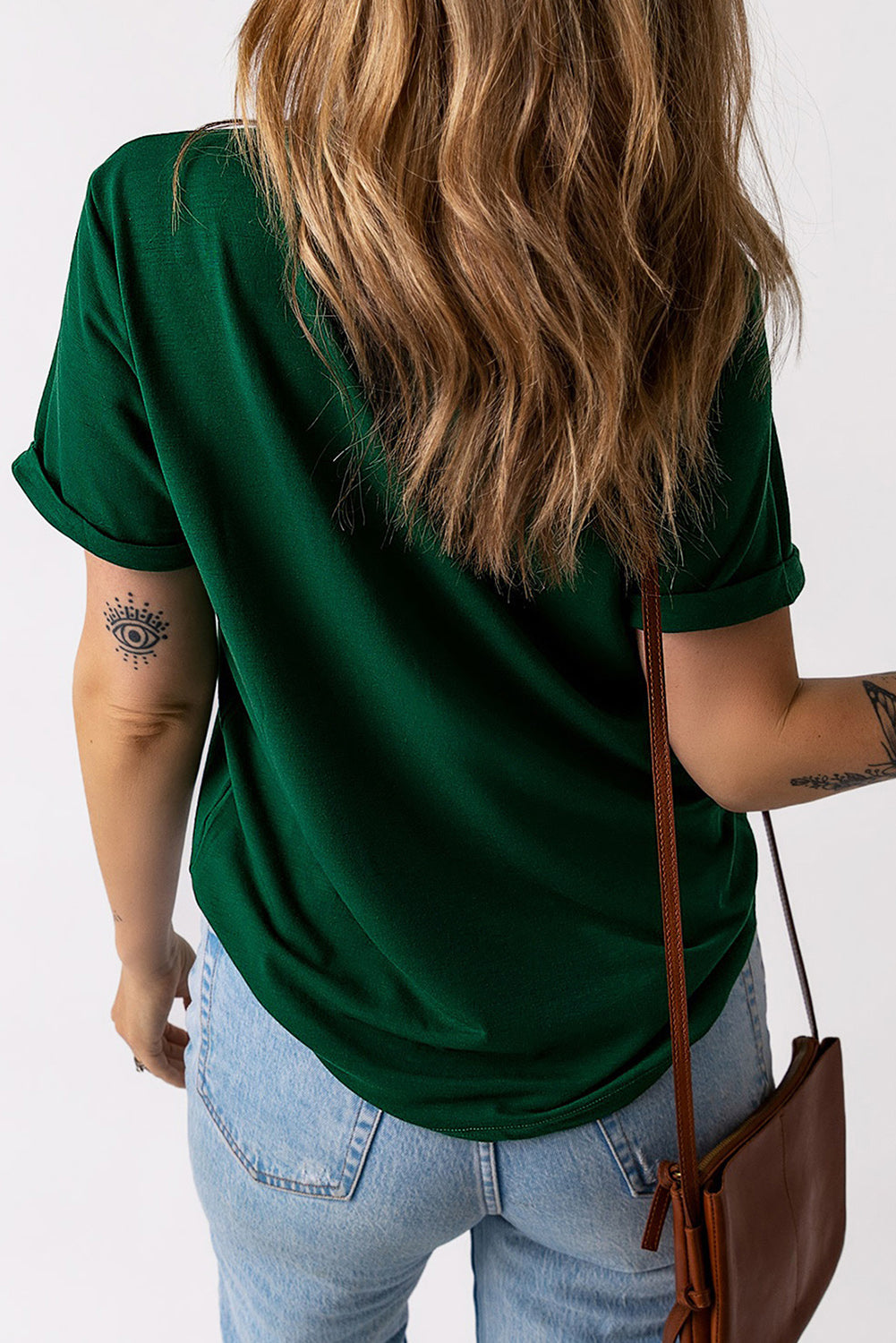 LUCKY Round Neck Short Sleeve T-Shirt-Angel Casuals