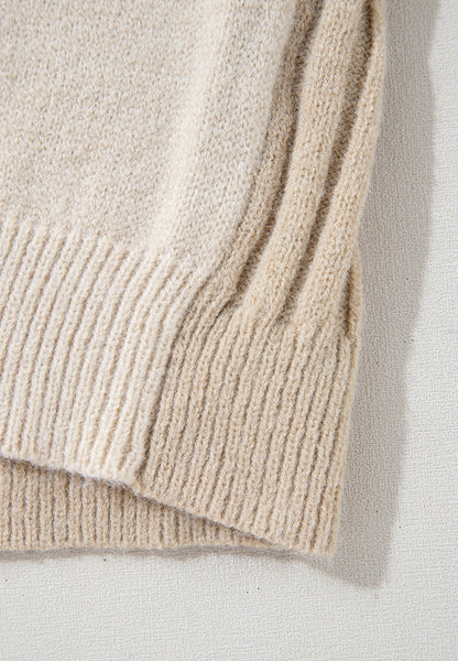 Cable-Knit Color Block Round Neck Sweater-Angel Casuals