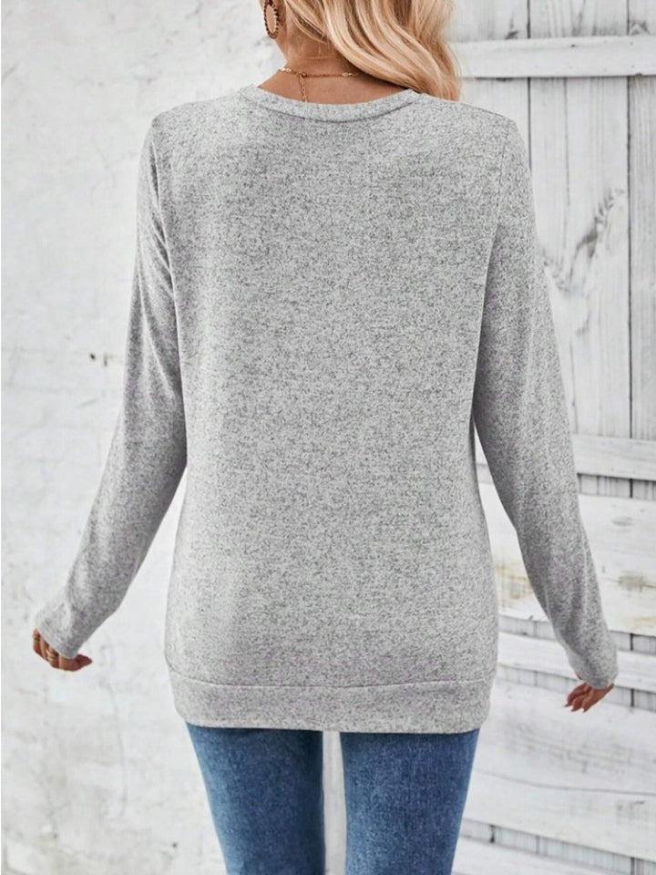 Round Neck Long Sleeve T-Shirt-Angel Casuals