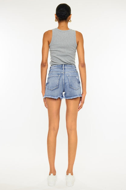 Kancan Distressed Raw Hem Denim Shorts-Angel Casuals