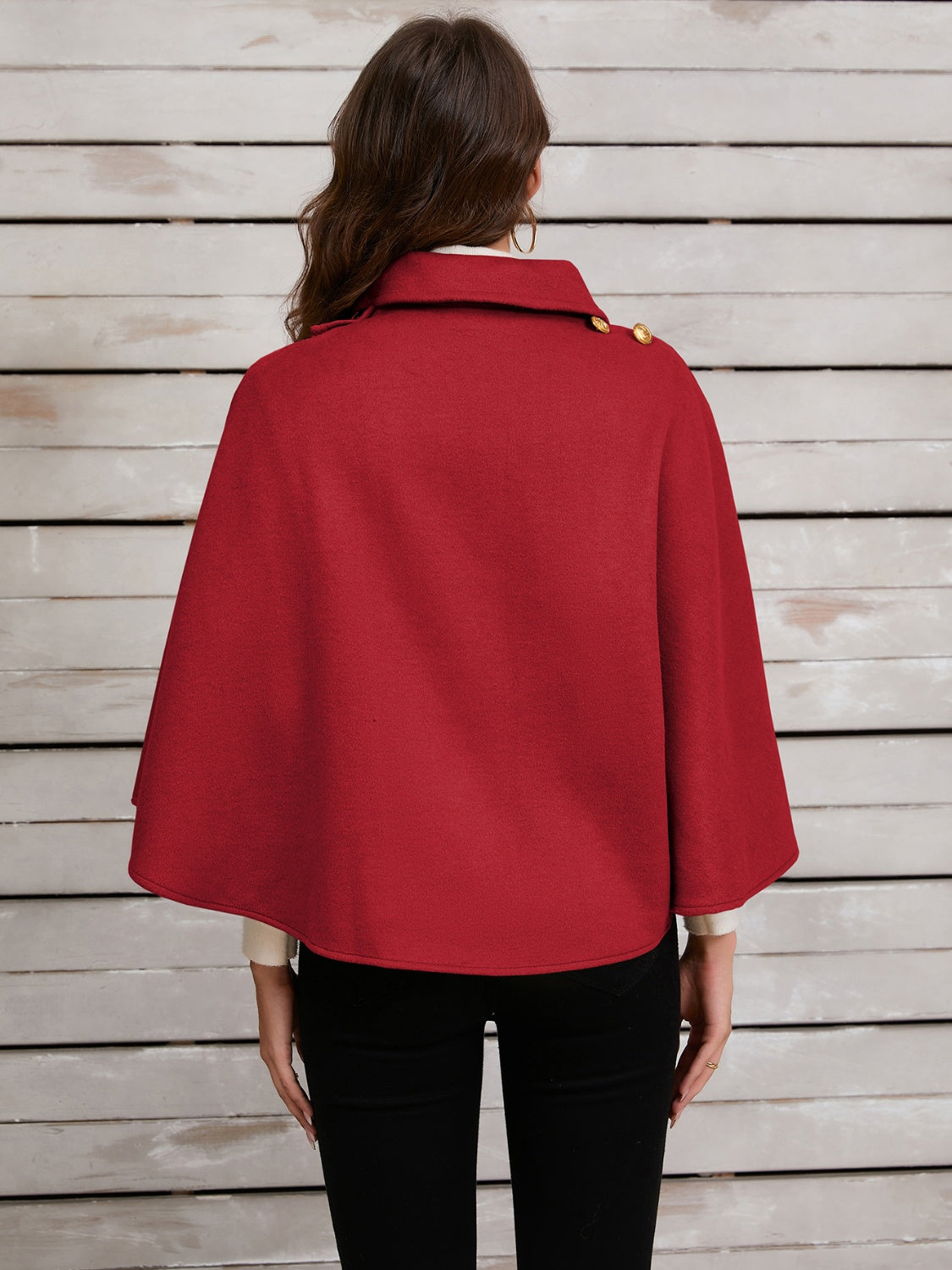 Collared Neck Cropped Cape-Angel Casuals