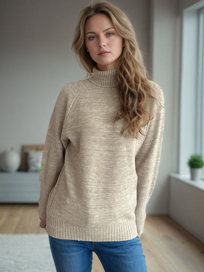 Turtleneck Raglan Sleeve Sweater-Angel Casuals