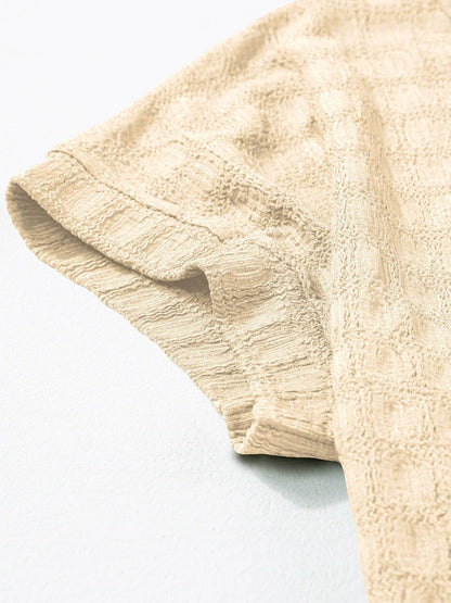 Textured Round Neck Short Sleeve Top-Angel Casuals
