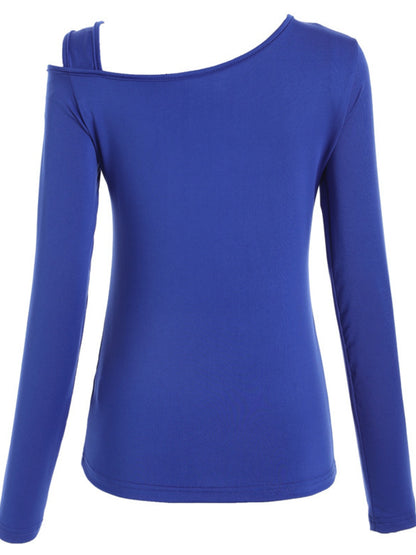Cutout Asymmetrical Neck Long Sleeve T-Shirt-Angel Casuals