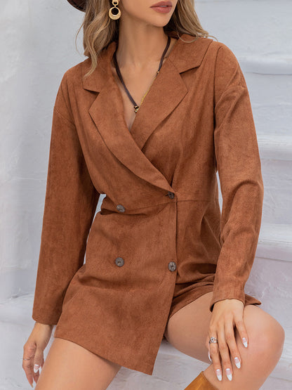 Lapel Collar Long Sleeve Romper-Angel Casuals