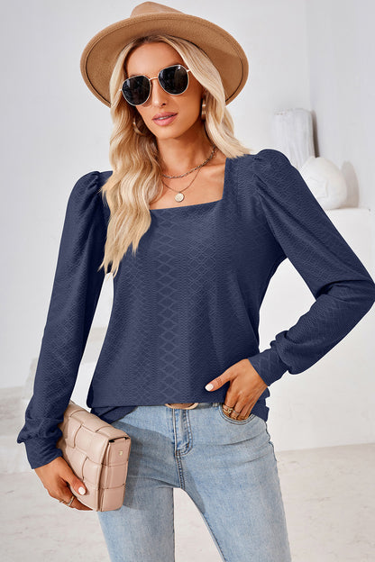 Square Neck Puff Sleeve T-Shirt-Angel Casuals