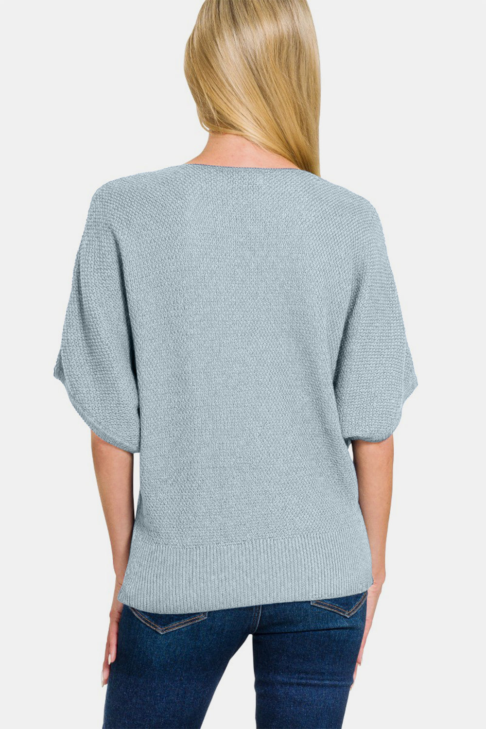 Zenana V-Neck Short Sleeve Dolman Sweater-Angel Casuals