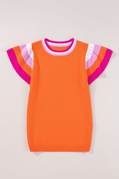 Color Block Round Neck Knit Top-Angel Casuals