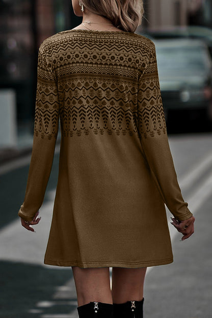 Printed Round Neck Long Sleeve T-Shirt-Angel Casuals