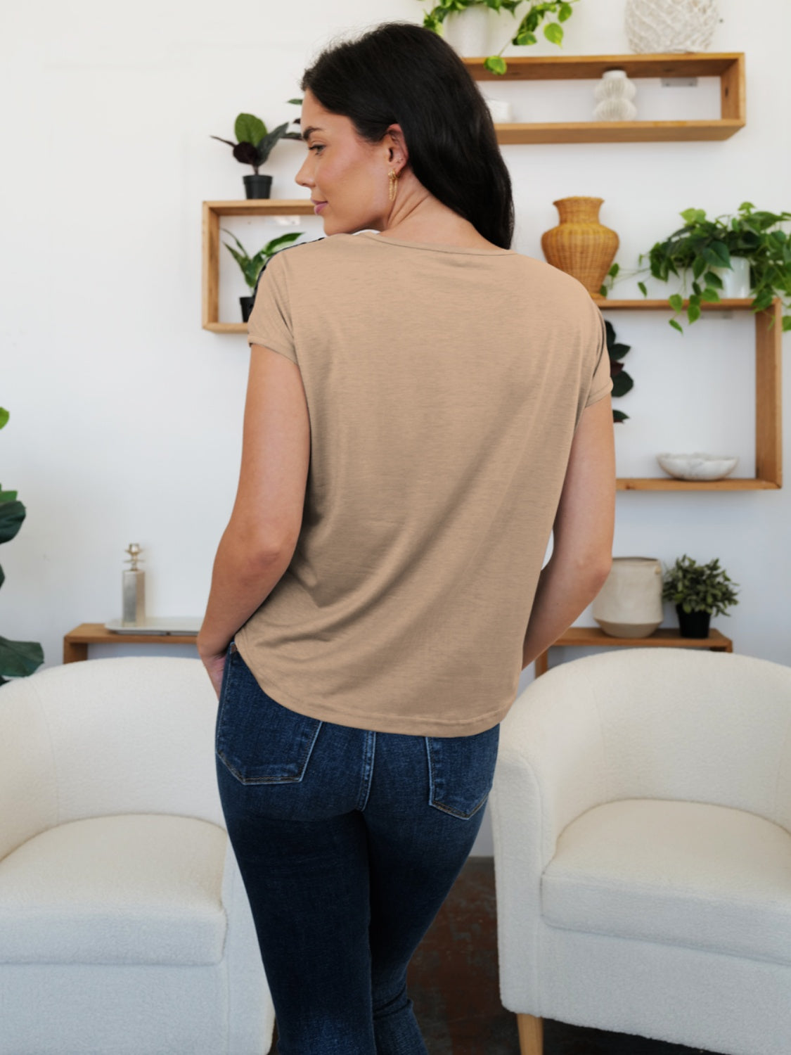 FAM-FAM V-Neck Short Sleeve T-Shirt-Angel Casuals