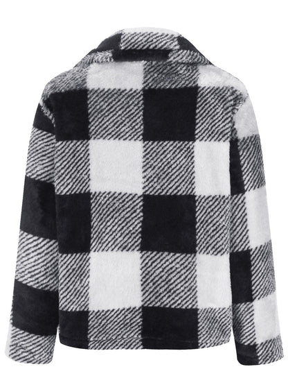 Full Size Plaid Zip Up Long Sleeve Jacket-Angel Casuals