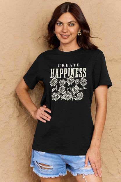 Simply Love Full Size CREATE HAPPINESS Graphic Cotton T-Shirt-Angel Casuals