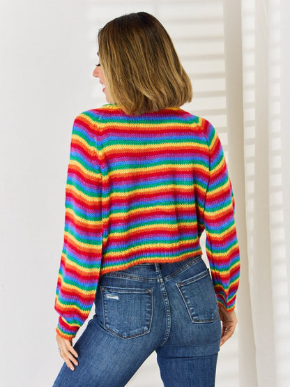 Striped Round Neck Long Sleeve Sweater-Angel Casuals