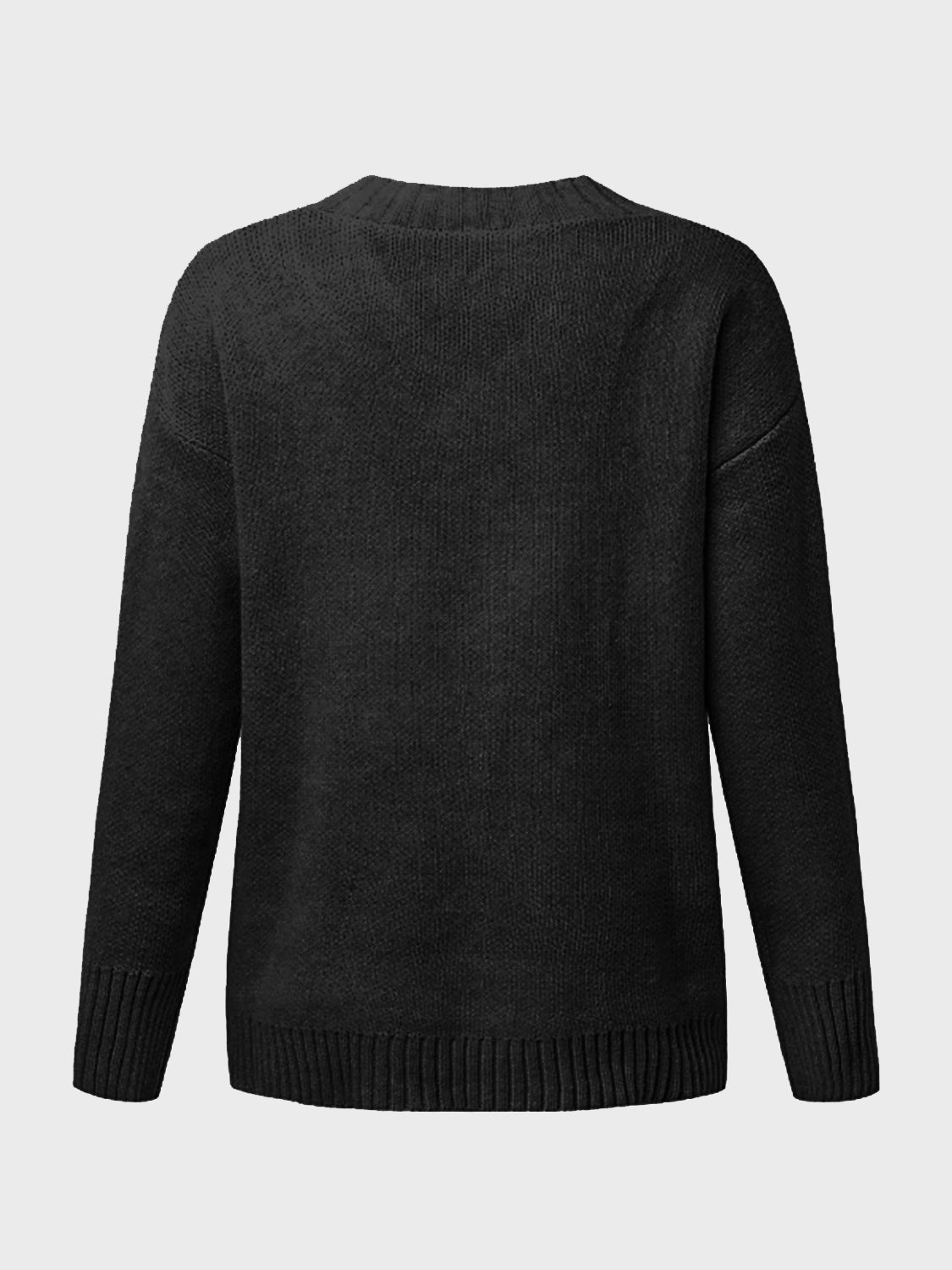 V-Neck Long Sleeve Knit Top-Angel Casuals