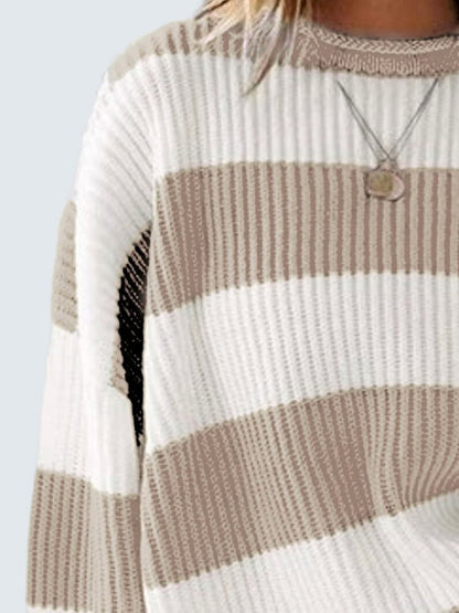 Round Neck Long Sleeve Sweater-Angel Casuals