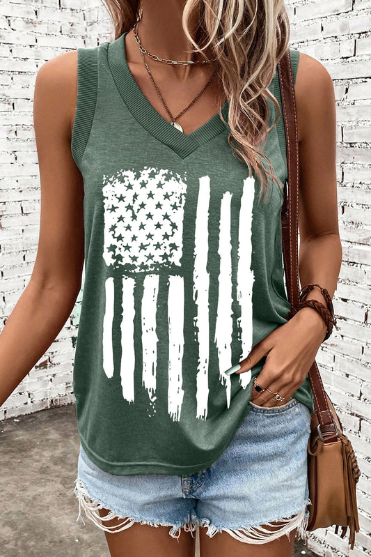 US Flag V-Neck Tank-Angel Casuals