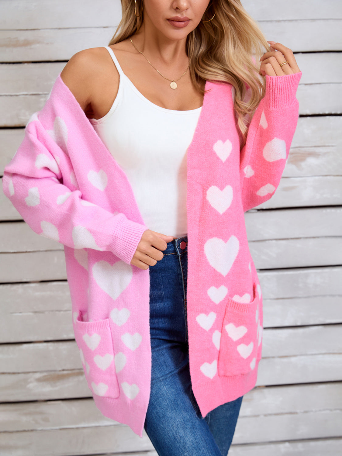 Angel Wings Heart Open Front Long Sleeve Cardigan-Angel Casuals