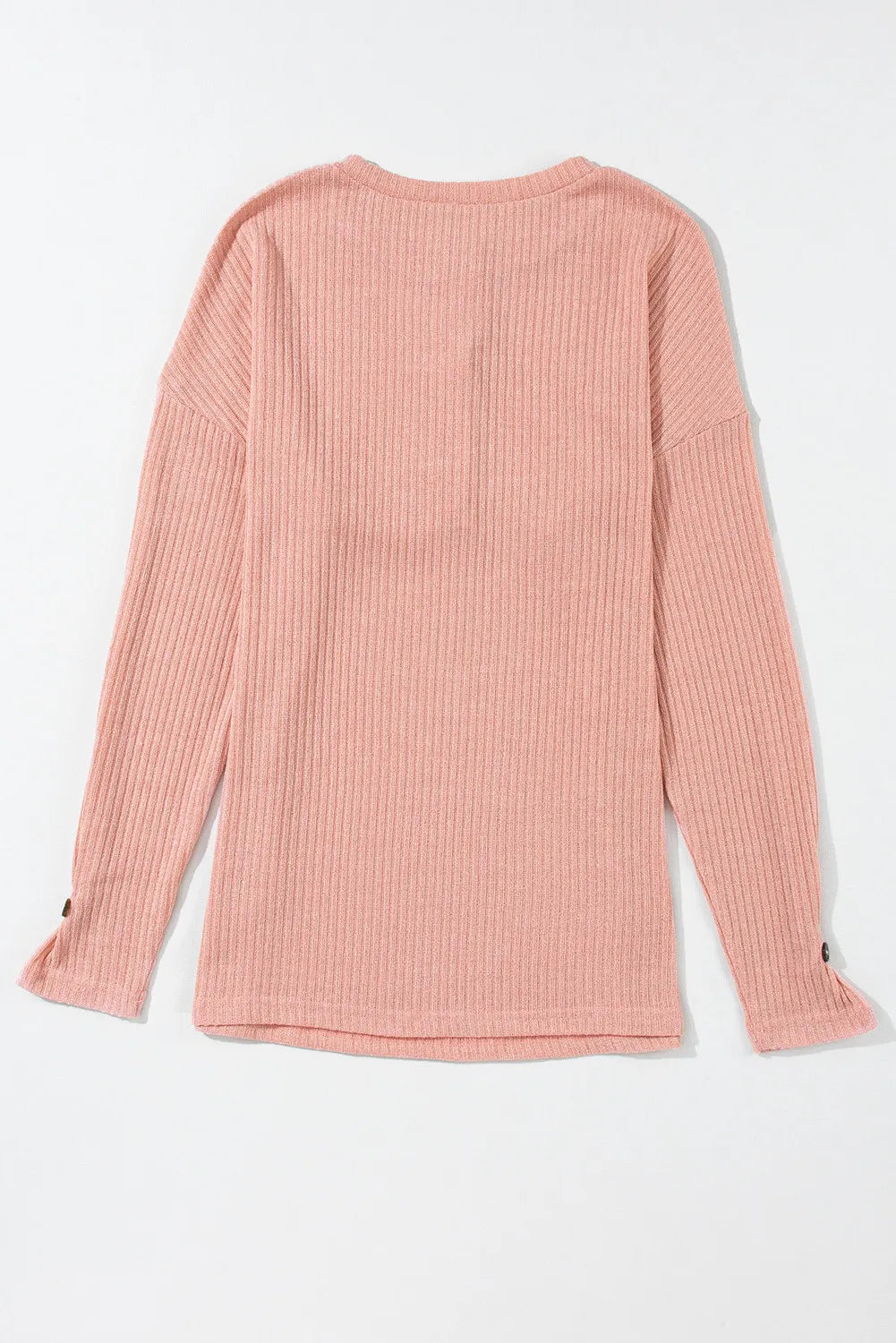 Ribbed Half Button Long Sleeve Knit Top-Angel Casuals