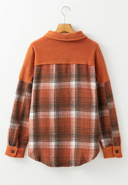Plaid Button Up Long Sleeve Jacket-Angel Casuals
