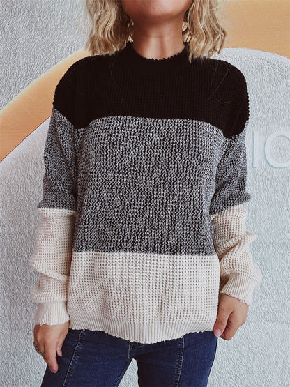 Color Block Long Sleeve Sweater-Angel Casuals