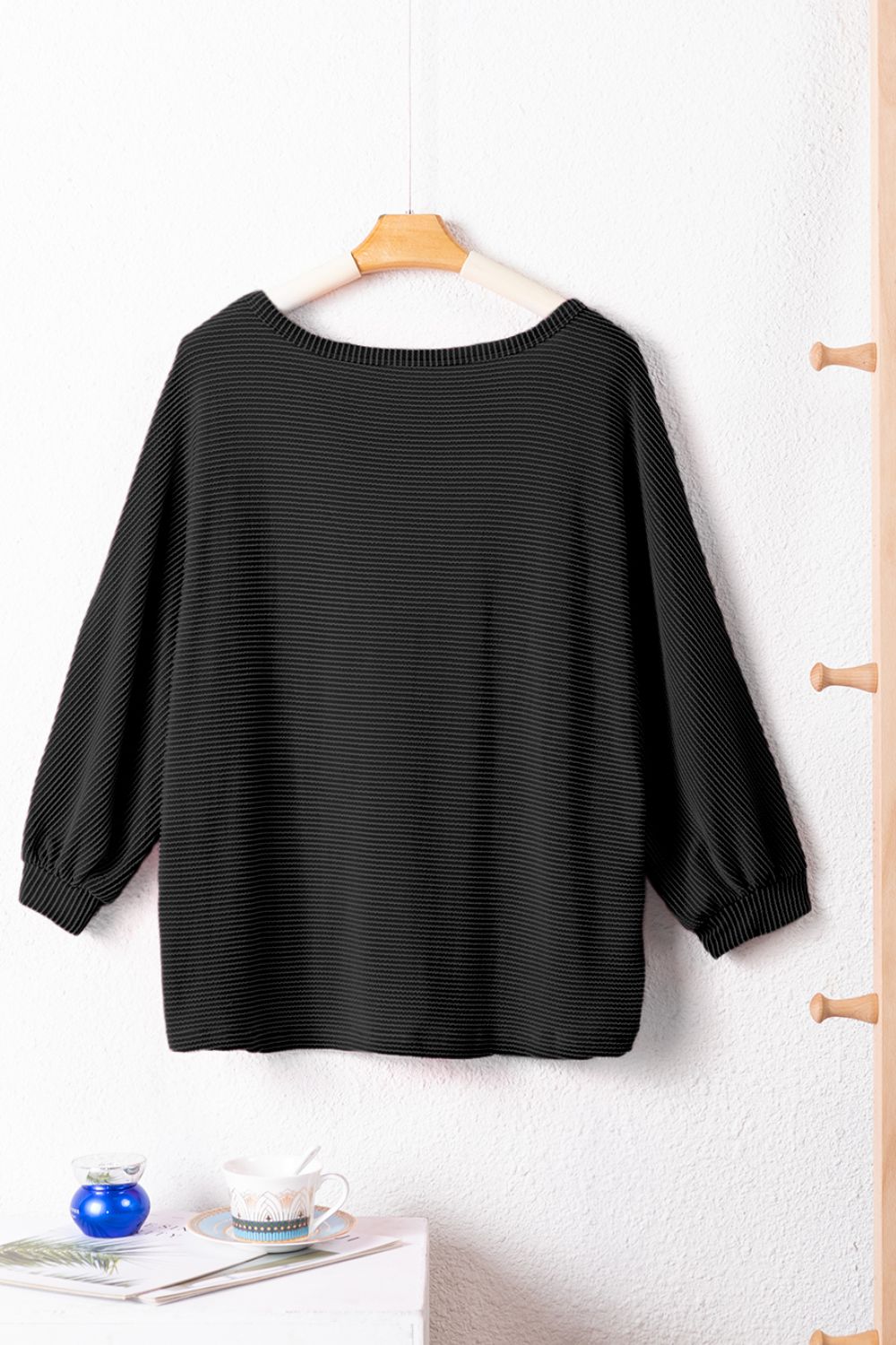 Texture V-Neck Long Sleeve Top-Angel Casuals