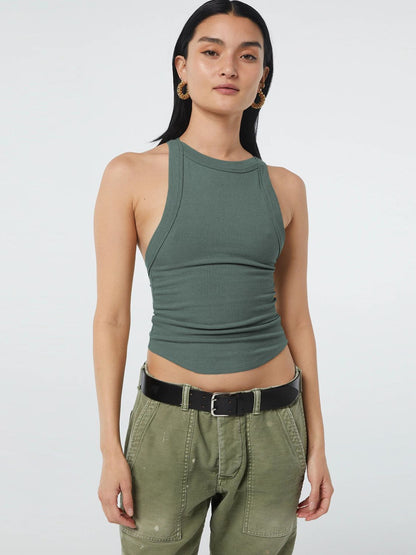 Halter Neck Ribbed Cropped Top-Angel Casuals