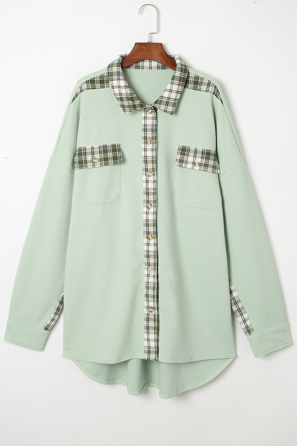 Plaid Button Down Collared Jacket-Angel Casuals