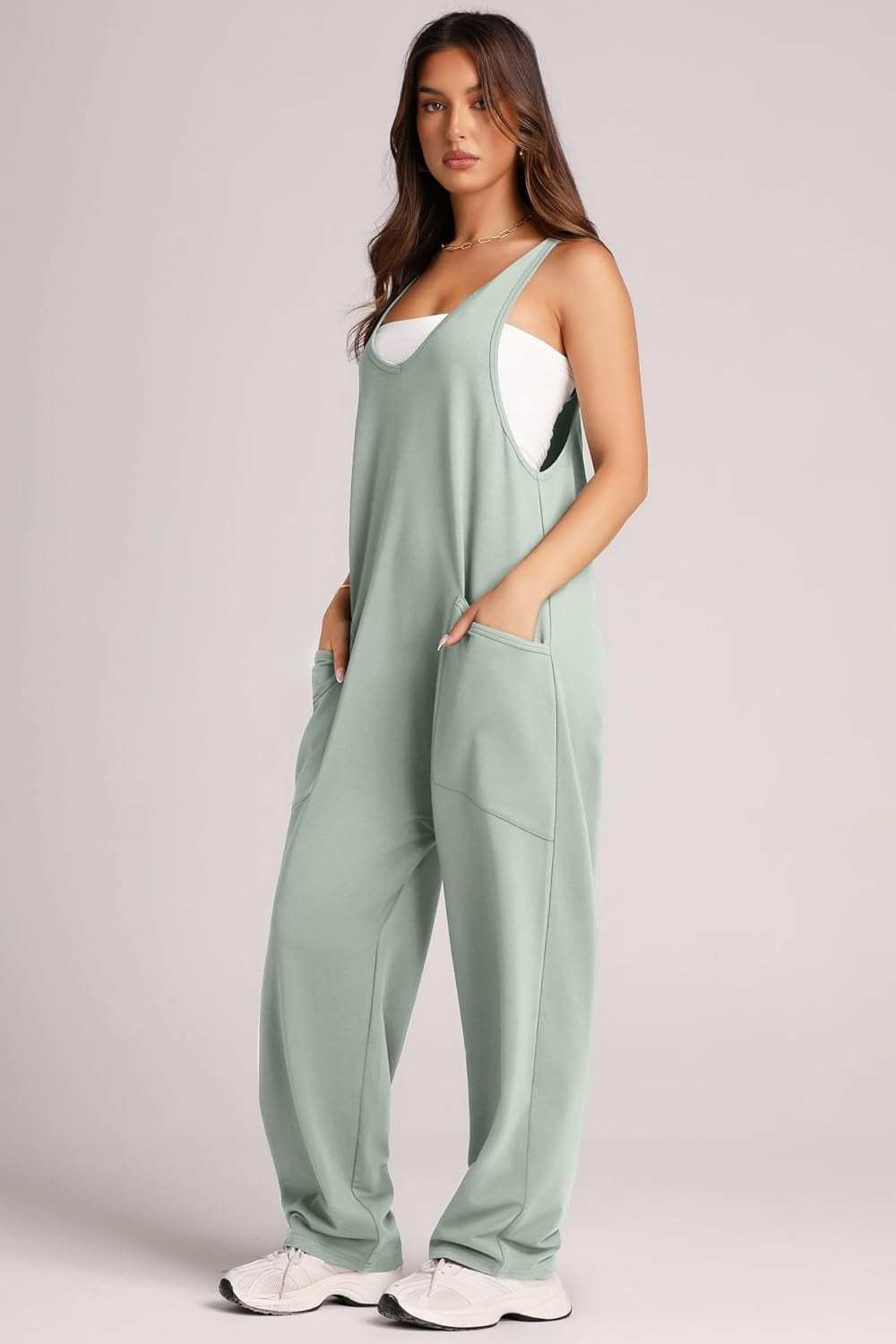 Wide Strap Jumpsuit with Pockets-Angel Casuals