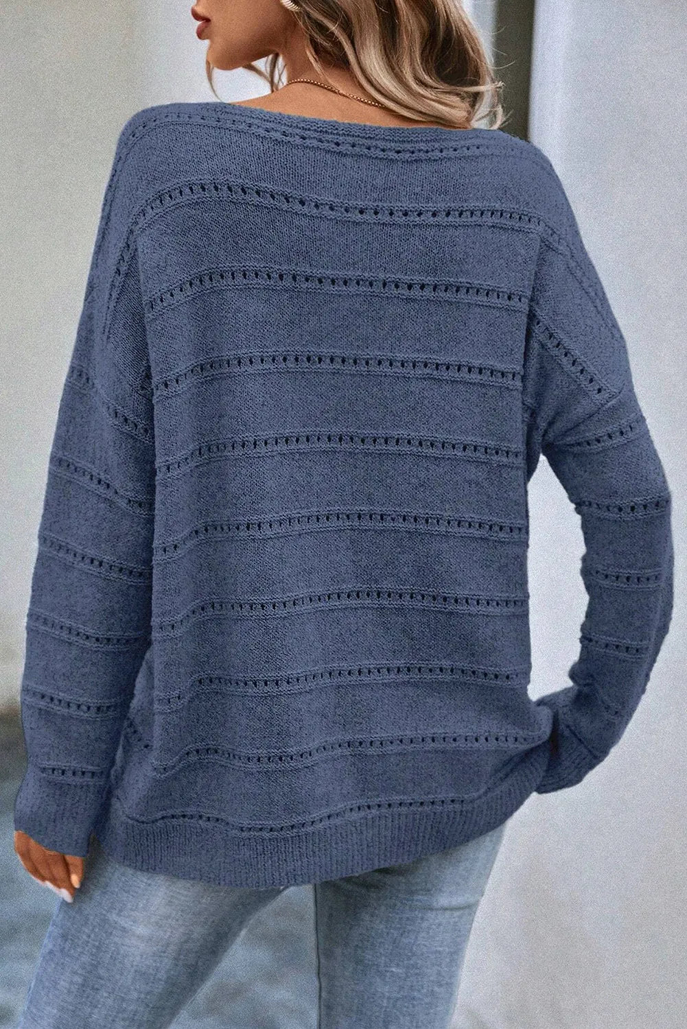 Boat Neck Dropped Shoulder Sweater-Angel Casuals