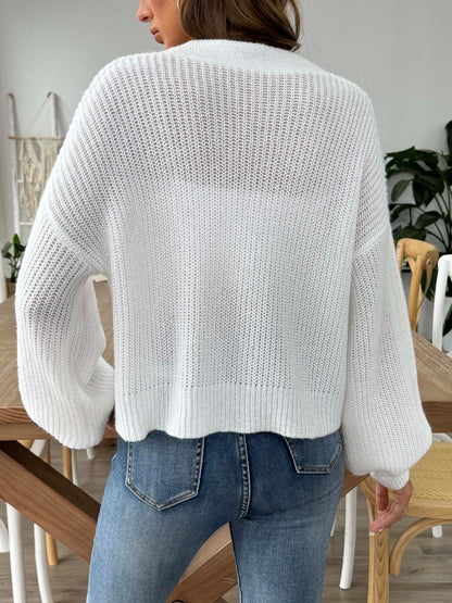 V-Neck Button Up Long Sleeve Cardigan-Angel Casuals