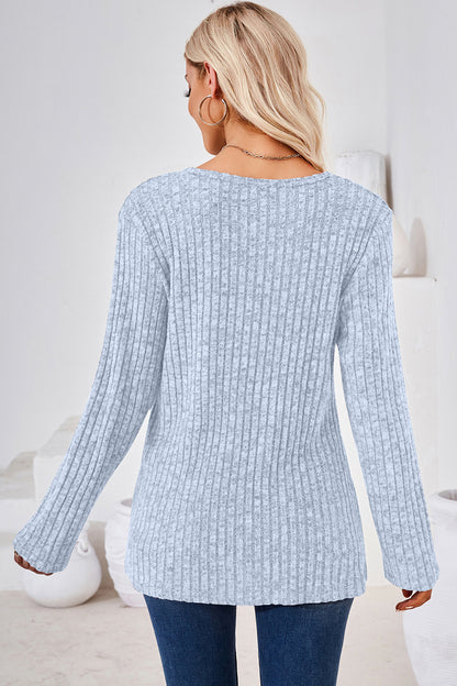 Round Neck Long Sleeve T-Shirt-Angel Casuals