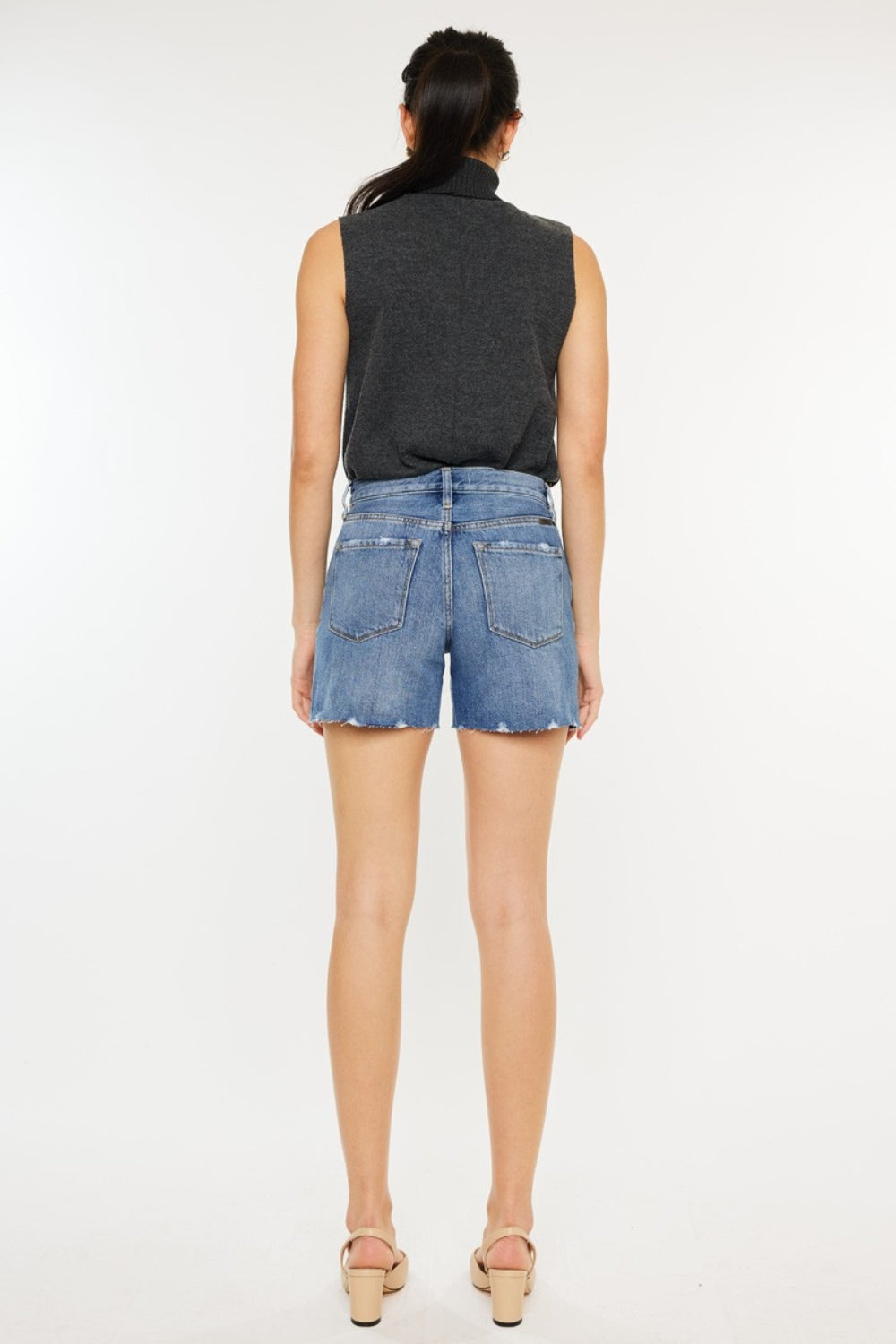 Kancan Distressed High Waist Denim Shorts-Angel Casuals