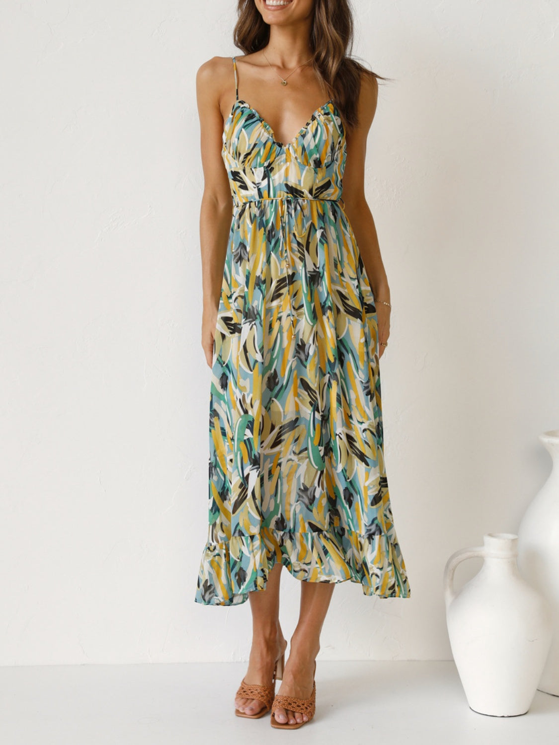 Printed Sleeveless Midi Cami dress-Angel Casuals