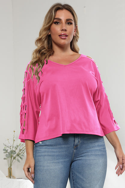 3/4 Sleeve Cutout Detail Top-Angel Casuals