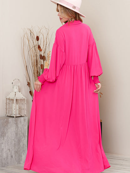 Collared Neck Button-Up Maxi Dress-Angel Casuals