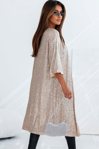 Sequin Open Front Duster Cardigan-Angel Casuals