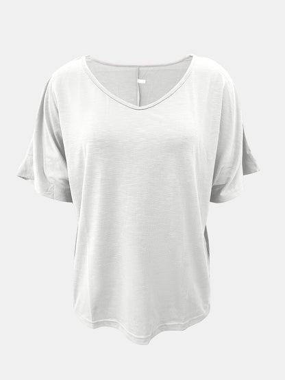 Full Size Scoop Neck Short Sleeve T-Shirt-Angel Casuals