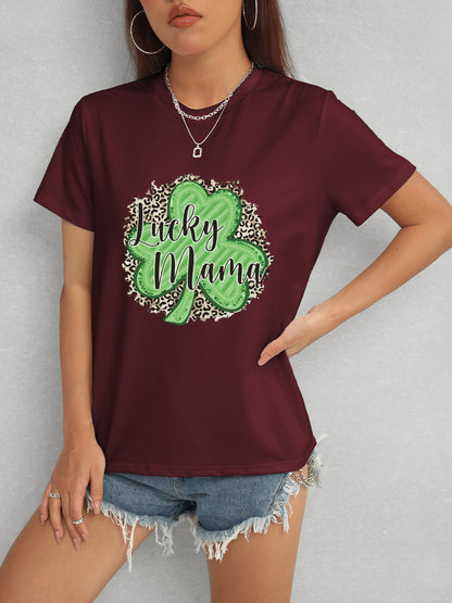 LUCKY MAMA Round Neck T-Shirt-Angel Casuals