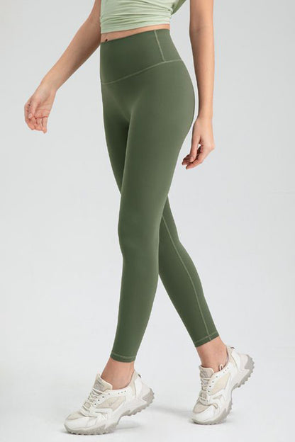 Wide Waistband High Waist Sport Leggings-Angel Casuals