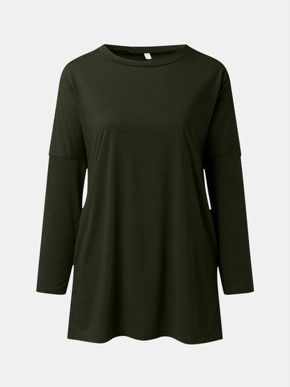 Full Size Round Neck Long Sleeve T-Shirt-Angel Casuals