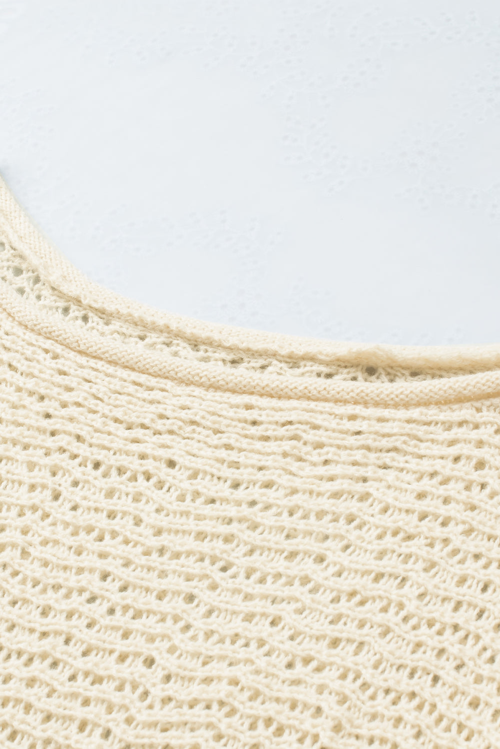 Openwork Boat Neck Raglan Sleeve Knit Top-Angel Casuals