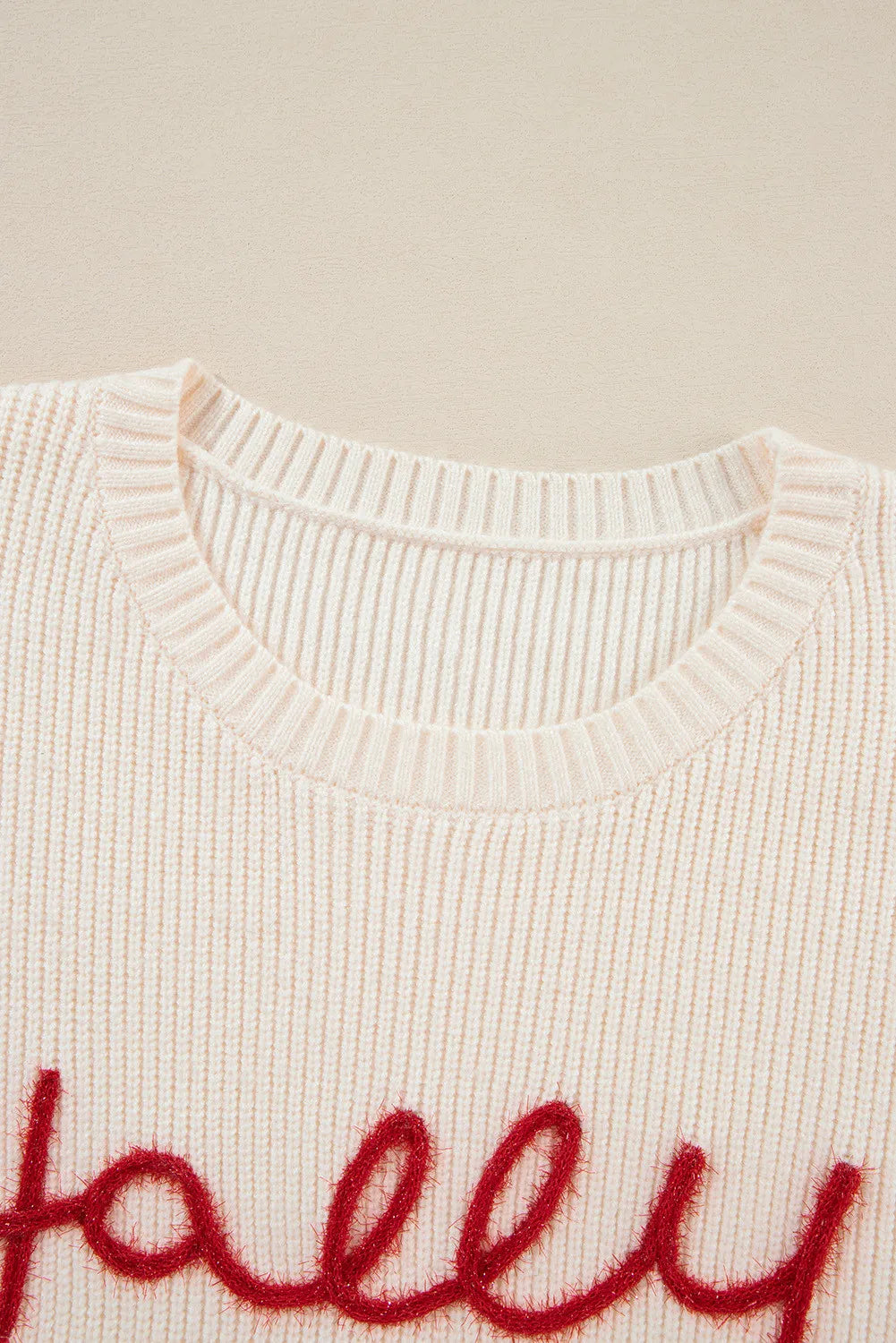 Letter Round Neck Long Sleeve Sweater-Angel Casuals