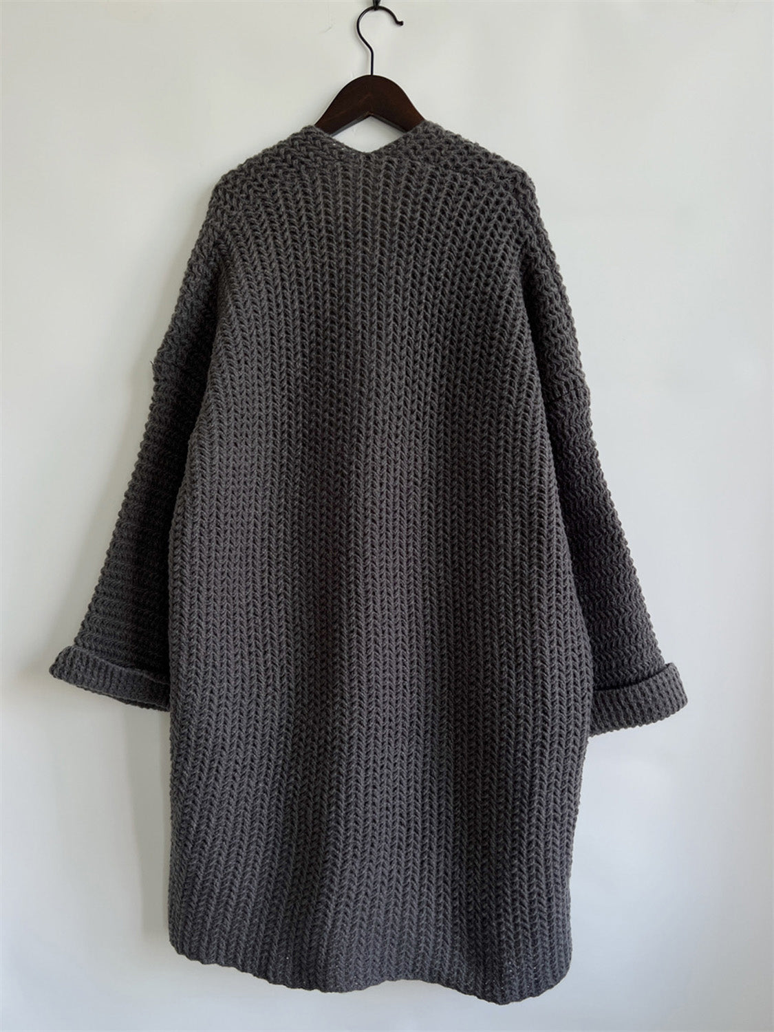 Open Front Long Sleeve Cardigan with Pockets-Angel Casuals